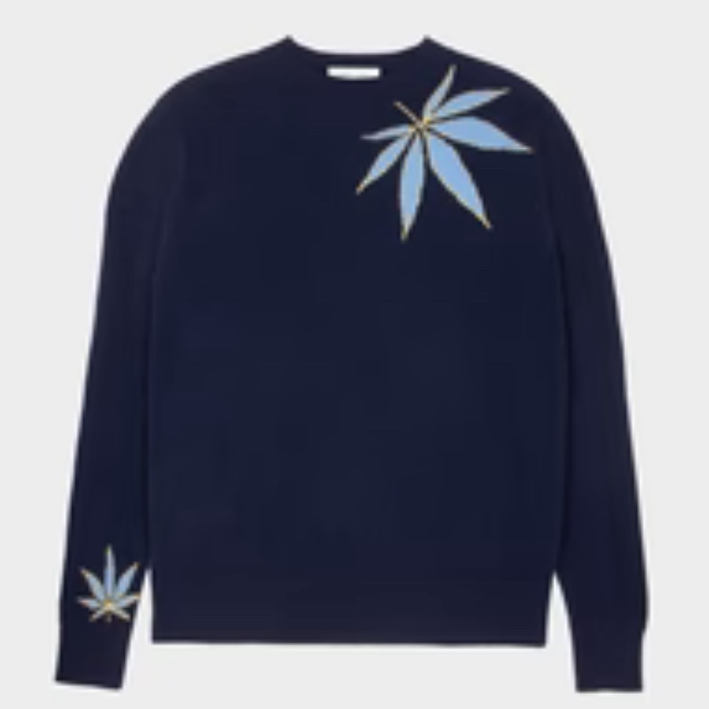 NWT Leret Leret No. 21 Cannabis Leaf Cashmere Sweater Size M Unisex